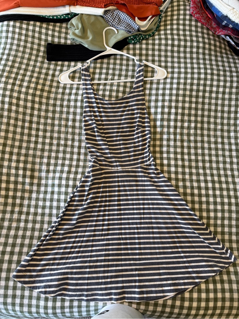 Striped Navy and White Sleeveless Fit-and-Flare Dress